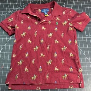 Polo by Ralph Lauren Kids Burgundy Polo with Equestrian Print